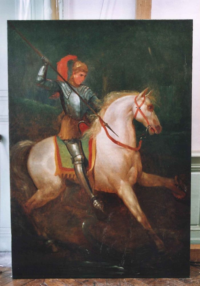 autel, retable et son tableau : Saint Georges terrassant le dragon