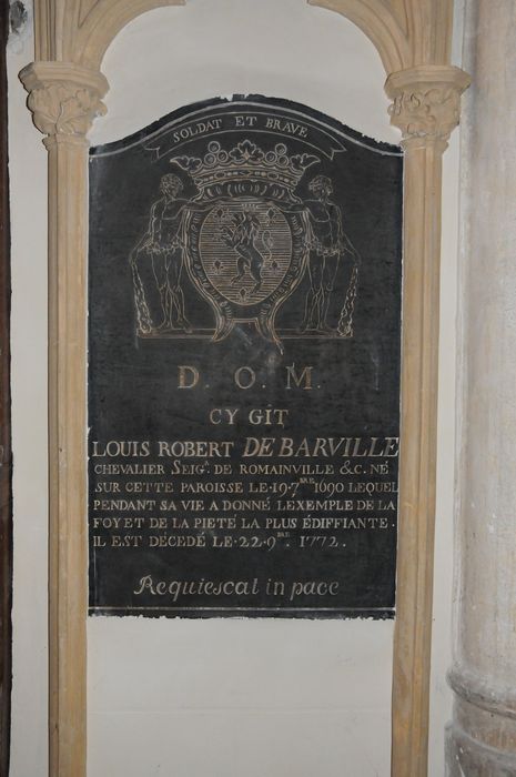 plaque funéraire de Louis Robert de Barville, seigneur de Romainville