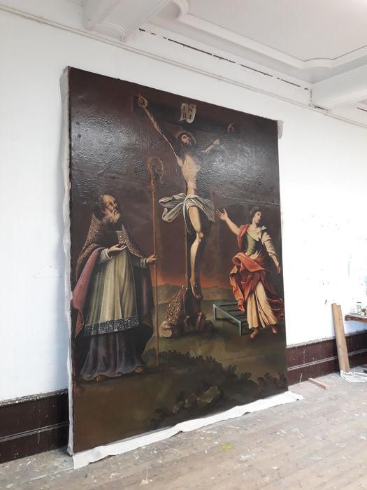 tableau du maître-autel : Crucifixion (la) - © Ministère de la Culture (France), Conservation des antiquités et des objets d’art du Lot-et-Garonne – Tous droits réservés 