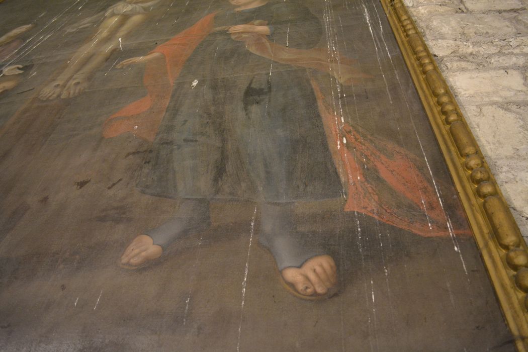 tableau : Crucifixion (la), détail - © Ministère de la Culture (France), Conservation des antiquités et des objets d’art du Lot-et-Garonne – Tous droits réservés 