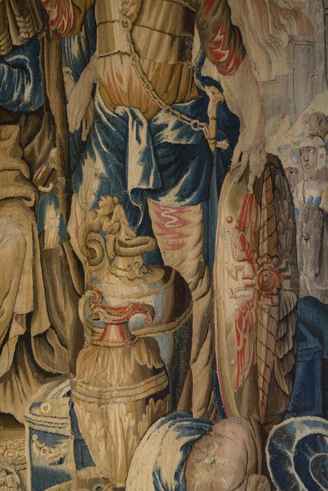 tenture d’Aubusson Scènes de l’histoire d’Achille : Briseis rendu à Achille par Agamemnon, détail