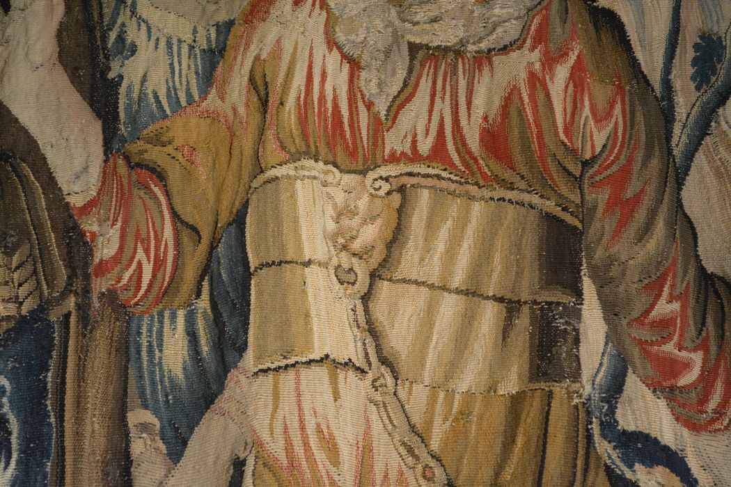 tenture d’Aubusson Scènes de l’histoire d’Achille : Briseis rendu à Achille par Agamemnon, détail