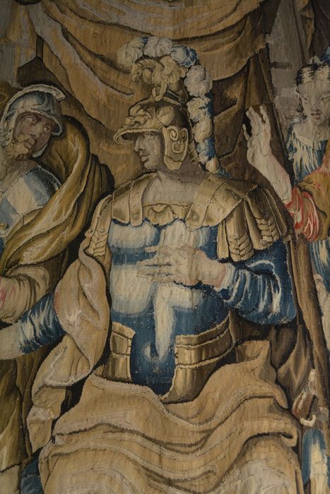 tenture d’Aubusson Scènes de l’histoire d’Achille : Briseis rendu à Achille par Agamemnon, détail
