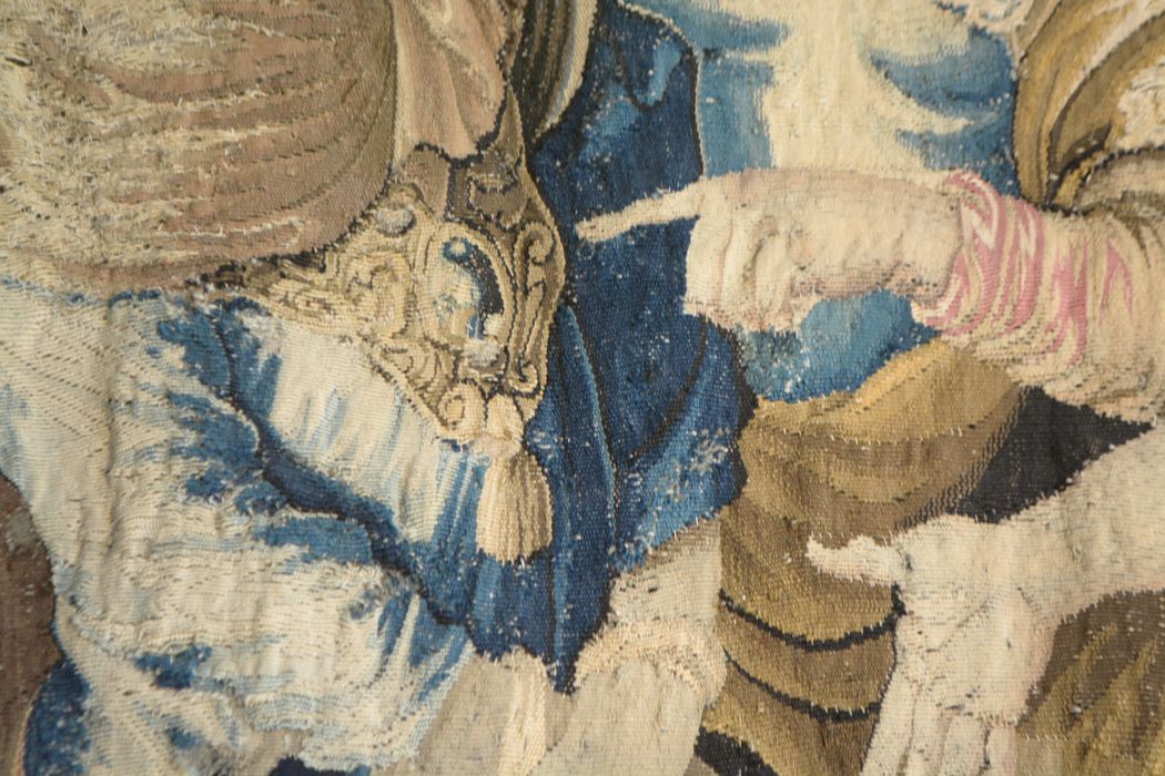 tenture d’Aubusson Scènes de l’histoire d’Achille : Briseis rendu à Achille par Agamemnon, détail