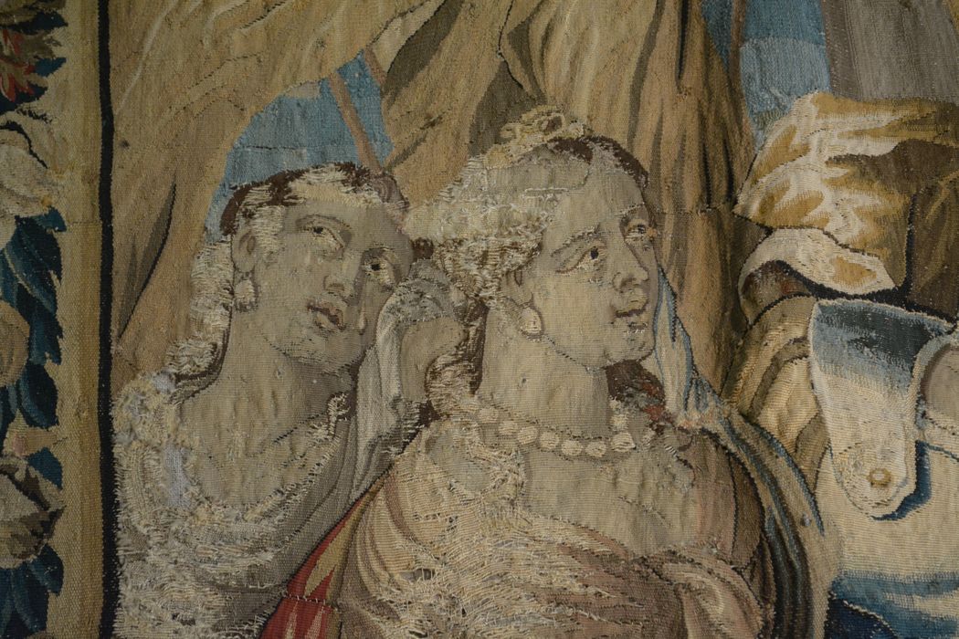 tenture d’Aubusson Scènes de l’histoire d’Achille : Briseis rendu à Achille par Agamemnon, détail
