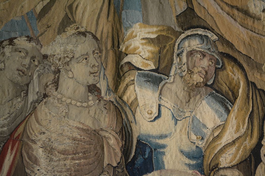 tenture d’Aubusson Scènes de l’histoire d’Achille : Briseis rendu à Achille par Agamemnon, détail