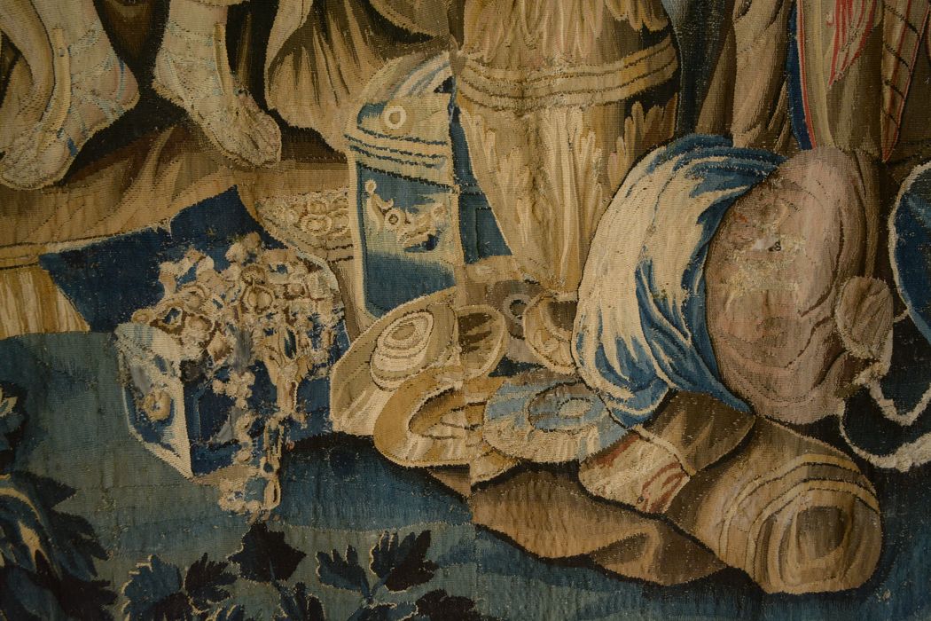 tenture d’Aubusson Scènes de l’histoire d’Achille : Briseis rendu à Achille par Agamemnon, détail