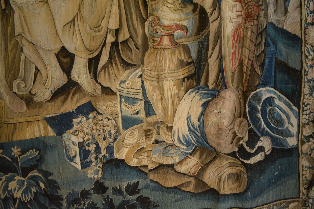 tenture d’Aubusson Scènes de l’histoire d’Achille : Briseis rendu à Achille par Agamemnon, détail