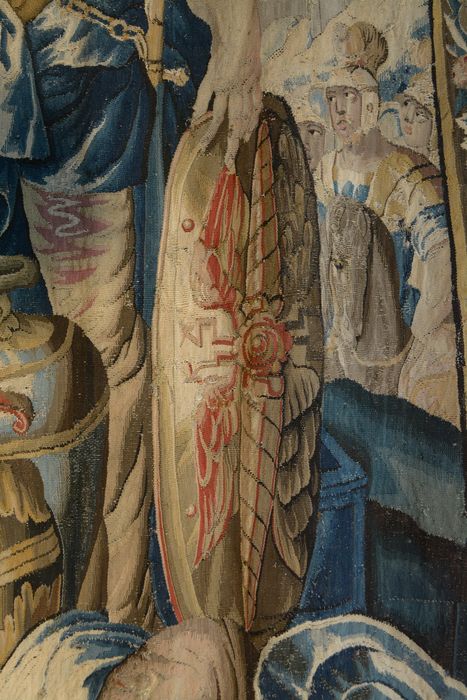 tenture d’Aubusson Scènes de l’histoire d’Achille : Briseis rendu à Achille par Agamemnon, détail