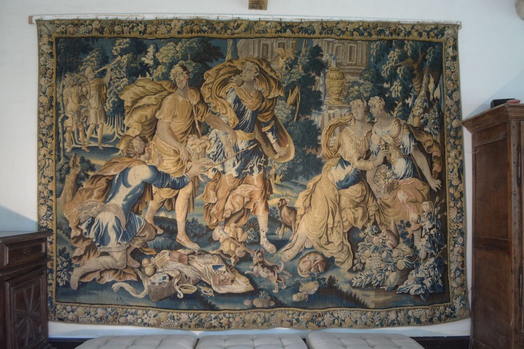 tenture d’Aubusson Scènes de l’histoire d’Achille : Achille reconnu par Ulysse chez le roi Lycomède