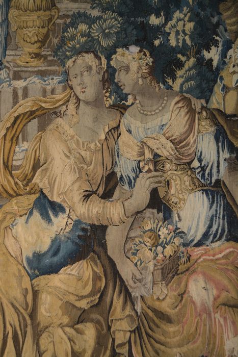 tenture d’Aubusson Scènes de l’histoire d’Achille : Achille reconnu par Ulysse chez le roi Lycomède, détail