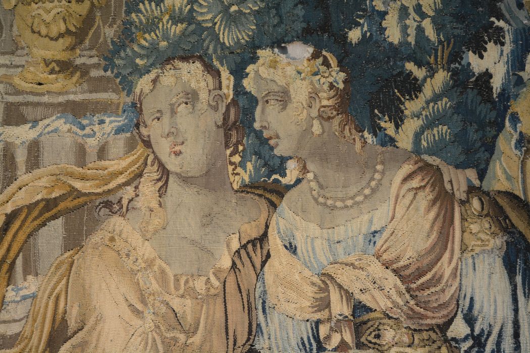 tenture d’Aubusson Scènes de l’histoire d’Achille : Achille reconnu par Ulysse chez le roi Lycomède, détail