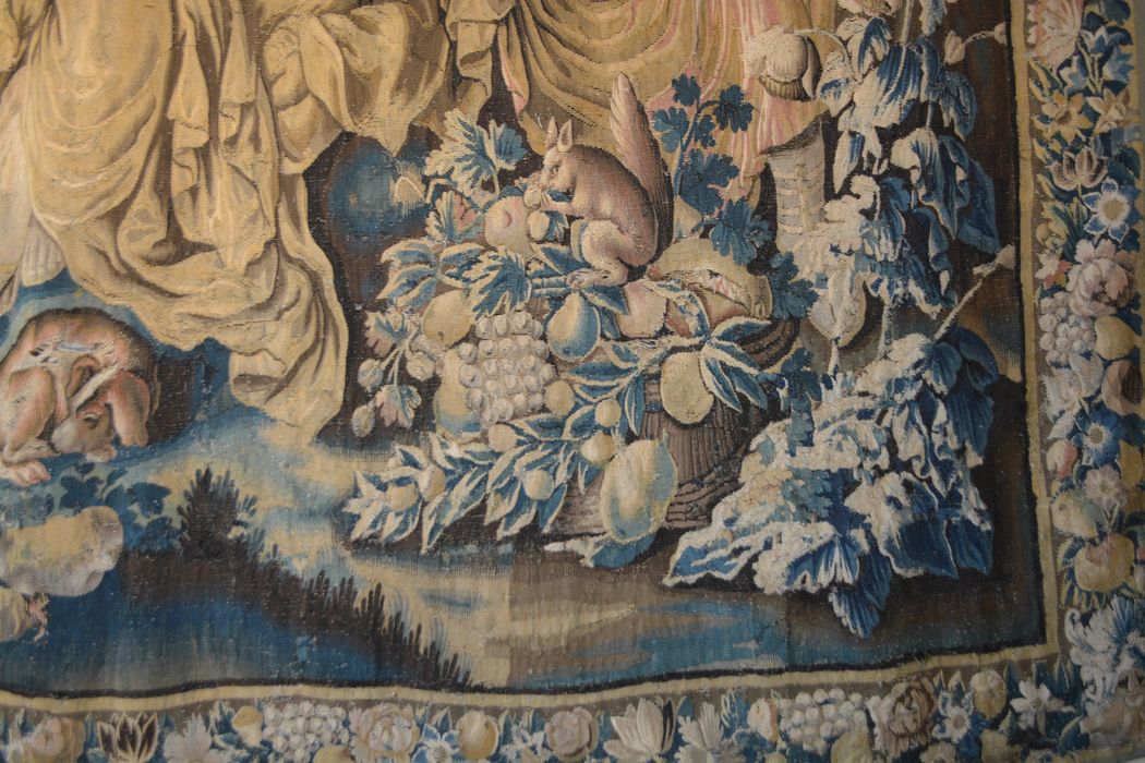 tenture d’Aubusson Scènes de l’histoire d’Achille : Achille reconnu par Ulysse chez le roi Lycomède, détail