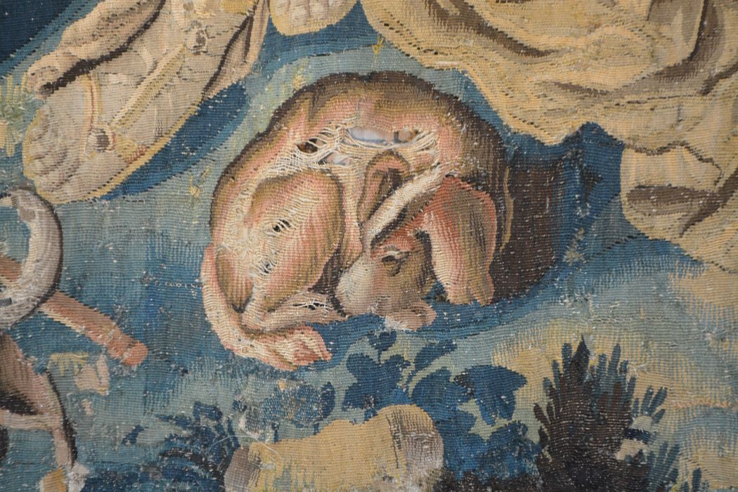 tenture d’Aubusson Scènes de l’histoire d’Achille : Achille reconnu par Ulysse chez le roi Lycomède, détail
