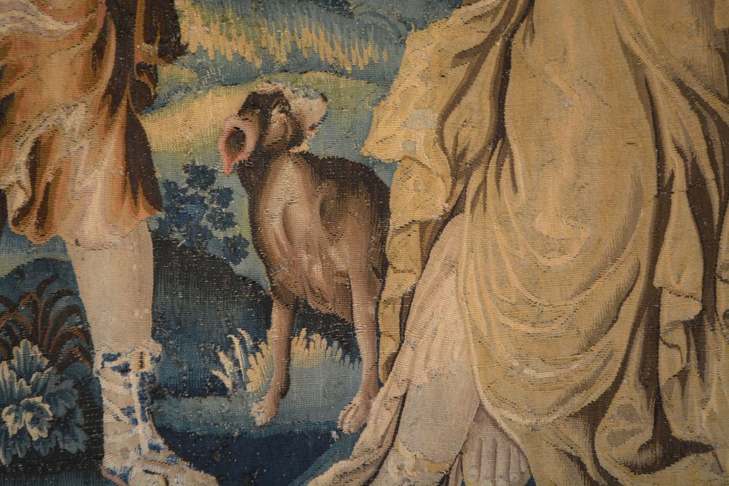 tenture d’Aubusson Scènes de l’histoire d’Achille : Achille reconnu par Ulysse chez le roi Lycomède, détail