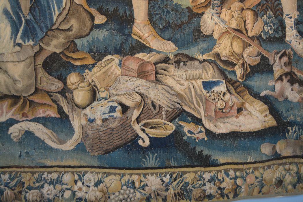 tenture d’Aubusson Scènes de l’histoire d’Achille : Achille reconnu par Ulysse chez le roi Lycomède, détail