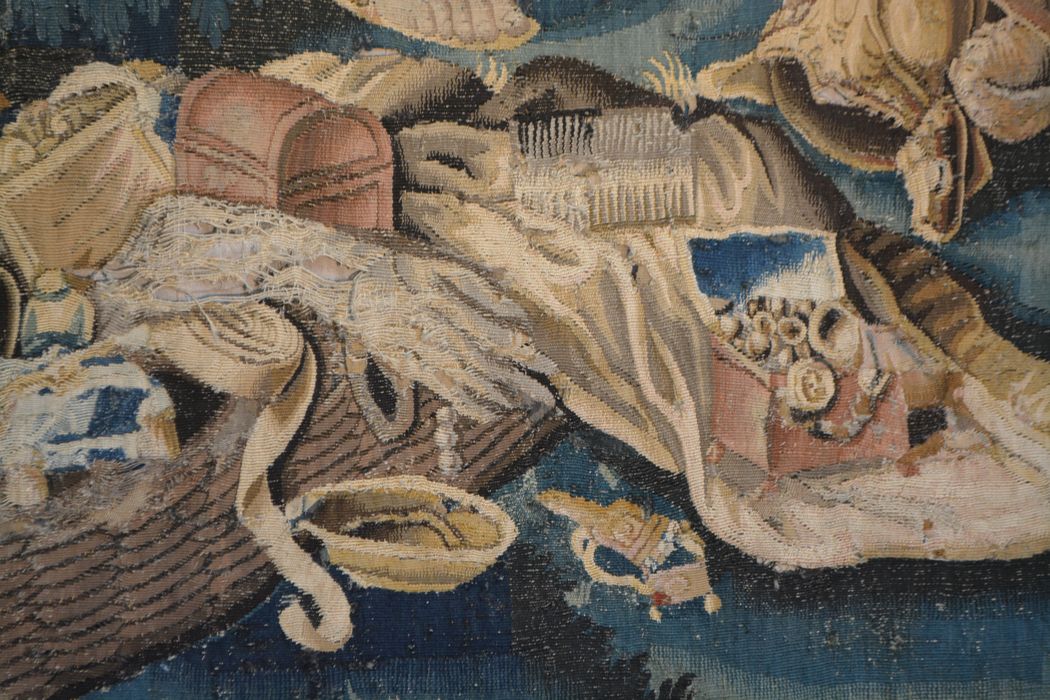 tenture d’Aubusson Scènes de l’histoire d’Achille : Achille reconnu par Ulysse chez le roi Lycomède, détail