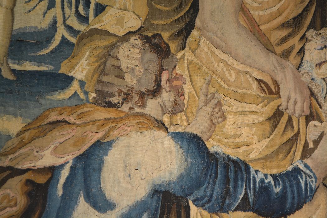 tenture d’Aubusson Scènes de l’histoire d’Achille : Achille reconnu par Ulysse chez le roi Lycomède, détail