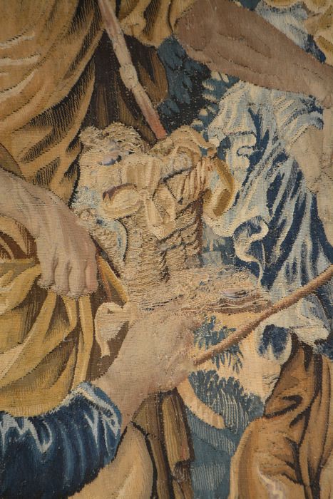 tenture d’Aubusson Scènes de l’histoire d’Achille : Achille reconnu par Ulysse chez le roi Lycomède, détail