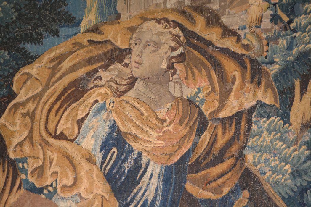 tenture d’Aubusson Scènes de l’histoire d’Achille : Achille reconnu par Ulysse chez le roi Lycomède, détail