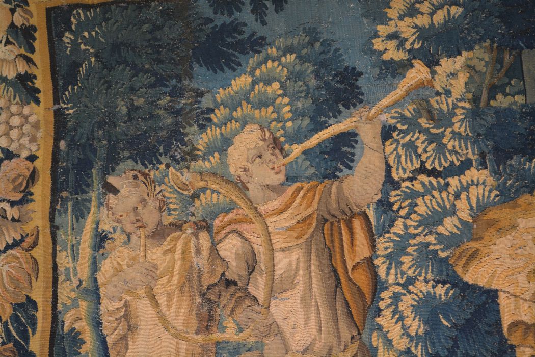 tenture d’Aubusson Scènes de l’histoire d’Achille : Achille reconnu par Ulysse chez le roi Lycomède, détail