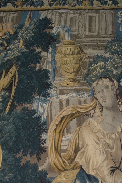 tenture d’Aubusson Scènes de l’histoire d’Achille : Achille reconnu par Ulysse chez le roi Lycomède, détail