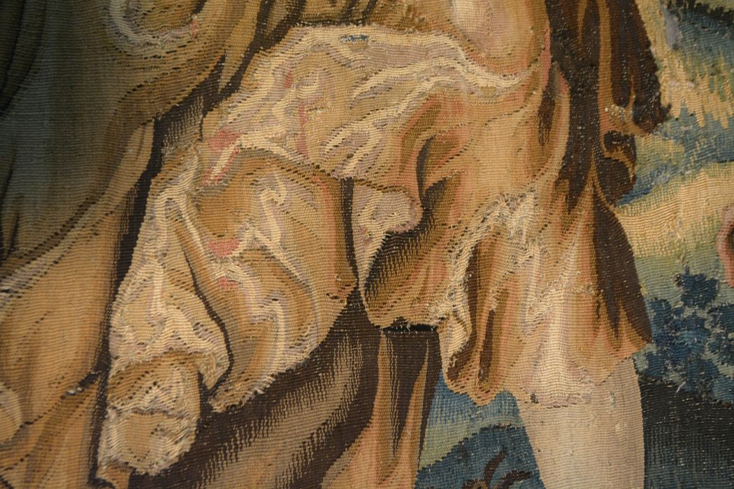 tenture d’Aubusson Scènes de l’histoire d’Achille : Achille reconnu par Ulysse chez le roi Lycomède, détail