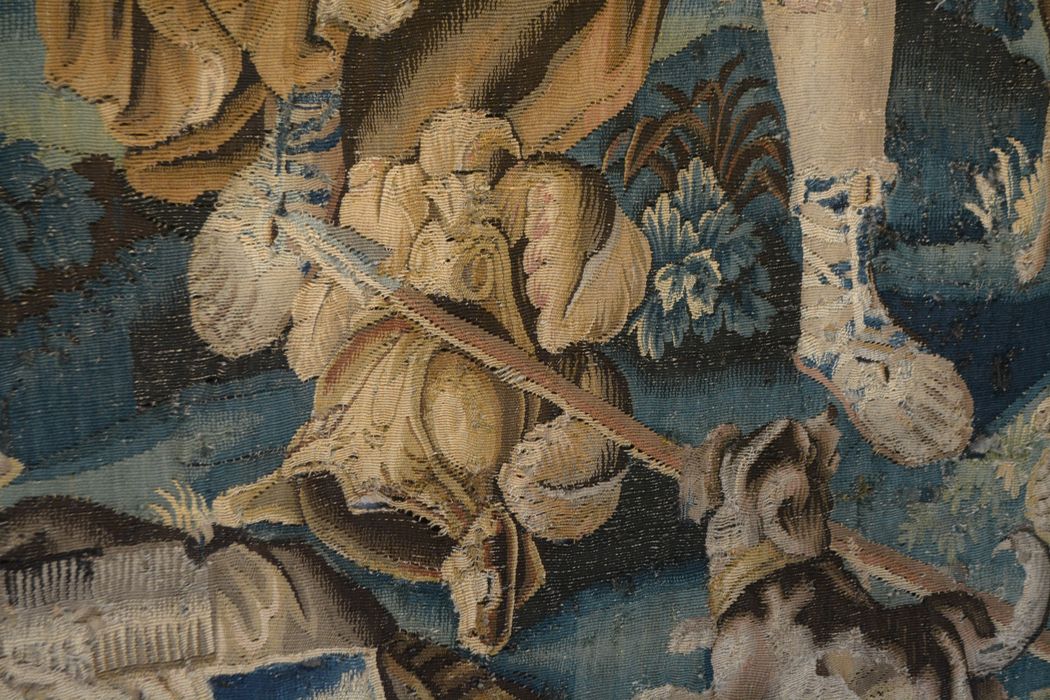 tenture d’Aubusson Scènes de l’histoire d’Achille : Achille reconnu par Ulysse chez le roi Lycomède, détail