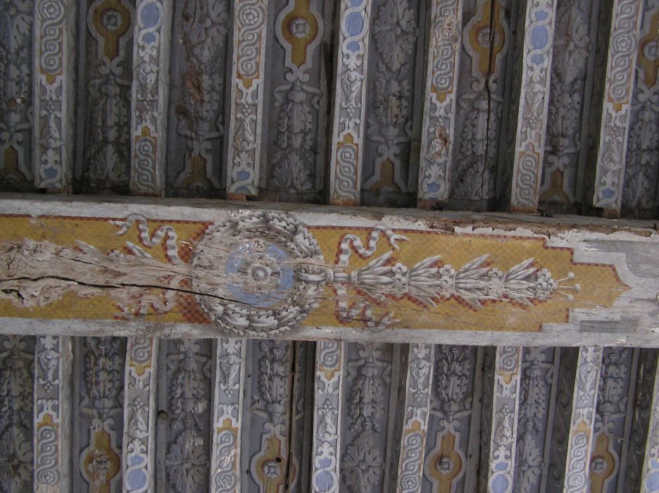 pièce non localisée, plafond à la française peint, détail