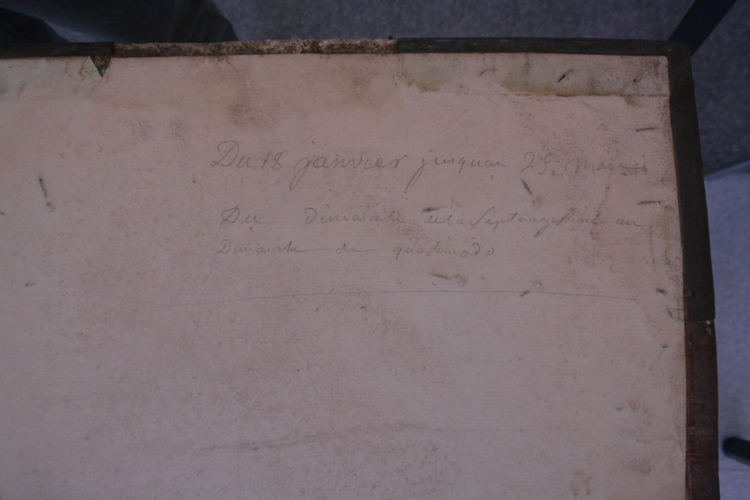 graduel, détail d’une inscription