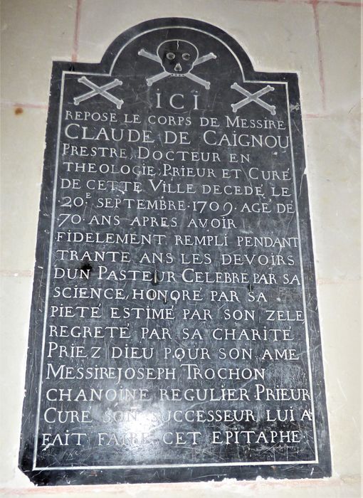 Plaque funéraire (épitaphe) de Claude de Caignou