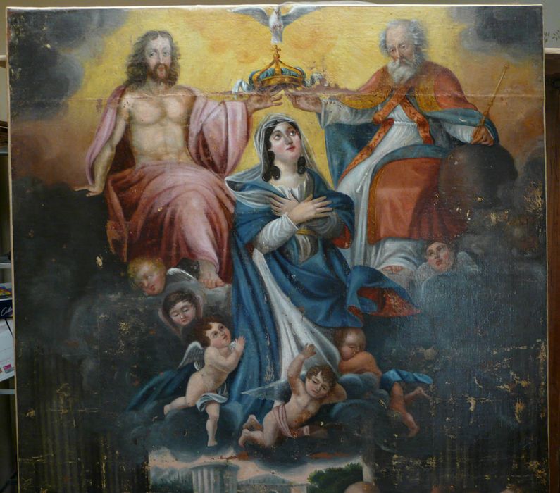 tableau : Assomption et couronnement de la Vierge, vue partielle