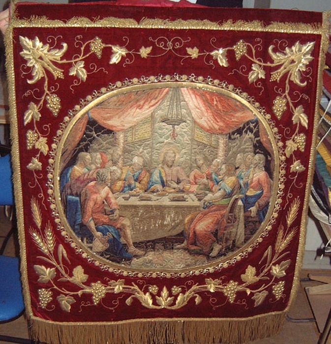 orfrois (broderie) : La dernière Cène du seigneur - © Ministère de la Culture (France), Conservation des antiquités et des objets d’art du Maine-et-Loire – Tous droits réservés 