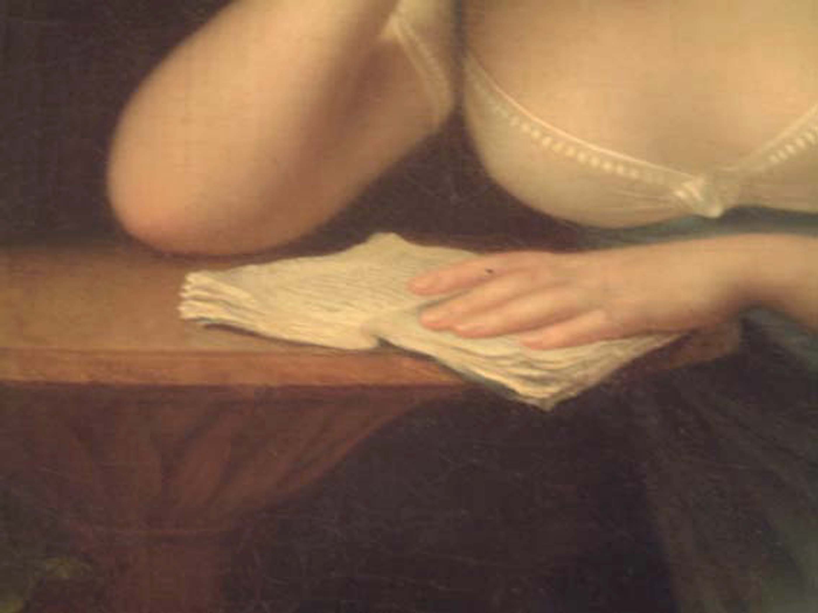 tableau : Jeune fille près d'une fenêtre pleurant sur un passage d'Atala, détail