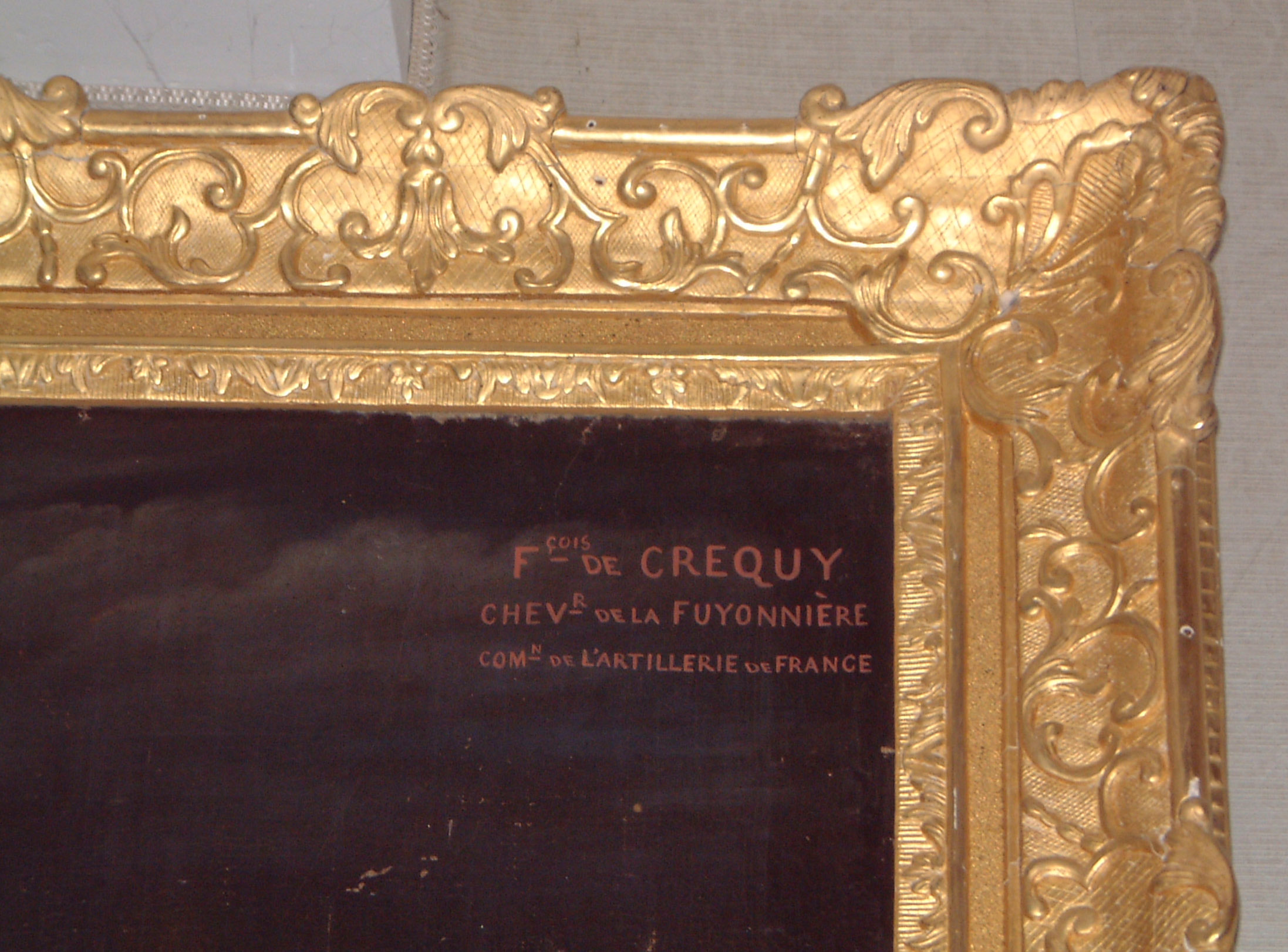 tableau : Portrait de François de Créquy, détail de l’inscription