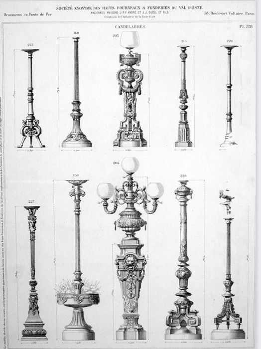 lampadaires (catalogue de la fonderie du Val d’Osne)