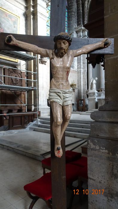statue : Christ en croix, vue partielle - © Ministère de la Culture (France), Conservation des antiquités et des objets d’art de la Marne - Tous droits réservés
