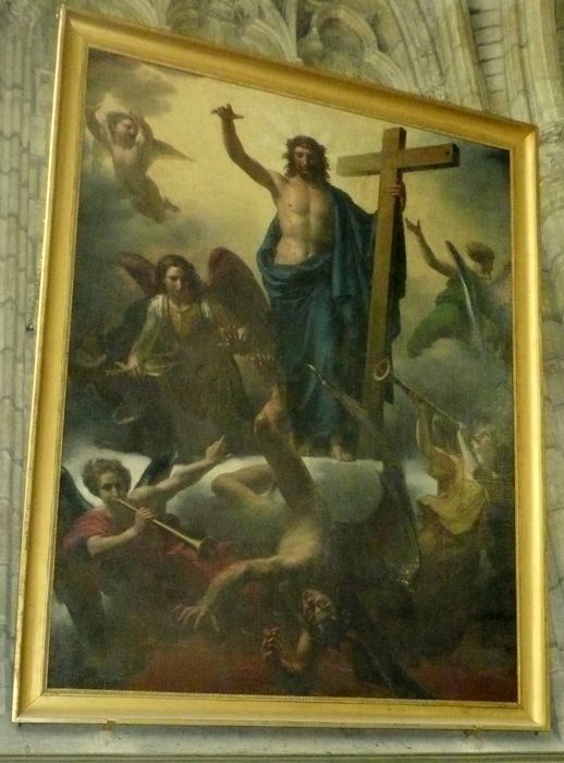 tableau : A la venue du Messie le génie du mal est précipité dans l'abîme ou La Venue du Messie (et son cadre)