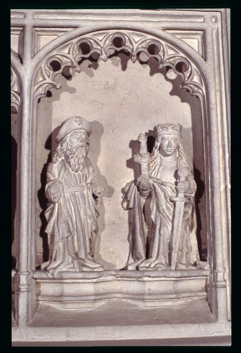 retable, détail : Saint Jacques et sainte Marguerite