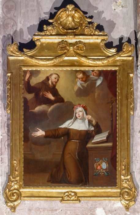 tableau, cadre : Sainte Claire en extase et Apparition de saint François d'Assise - © Ministère de la Culture (France), Conservation des antiquités et des objets d’art de la Meuse – Tous droits réservés