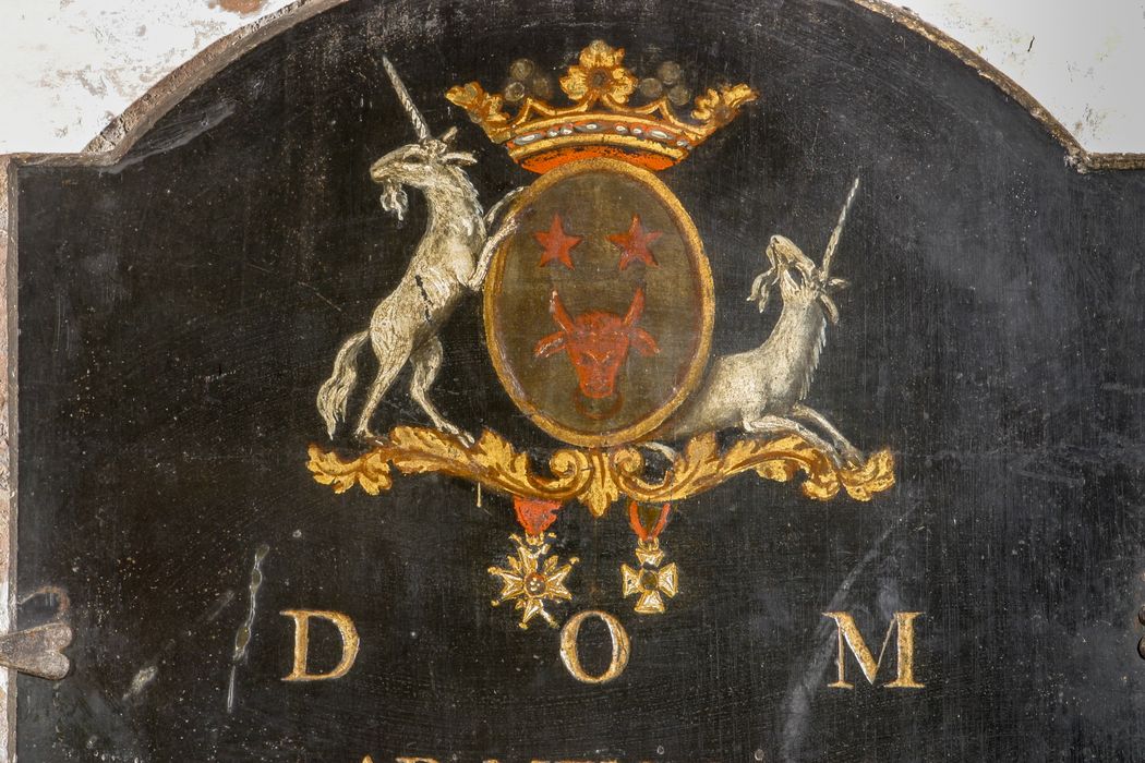 dalle funéraire (inscription funéraire) d'Antoine Daniel de Marne, détail - © Ministère de la Culture (France), Conservation des antiquités et des objets d’art de la Meuse, tous droits réservés