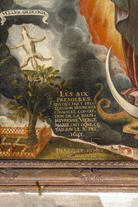 tableau, cadre : Immaculée Conception (l'), détail - © Ministère de la Culture (France), Conservation des antiquités et des objets d’art de la Meuse, tous droits réservés