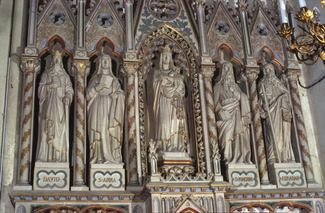 autel secondaire sud, statues : David, saint Anne, Vierge à l'Enfant, saint Joachim, Abraham