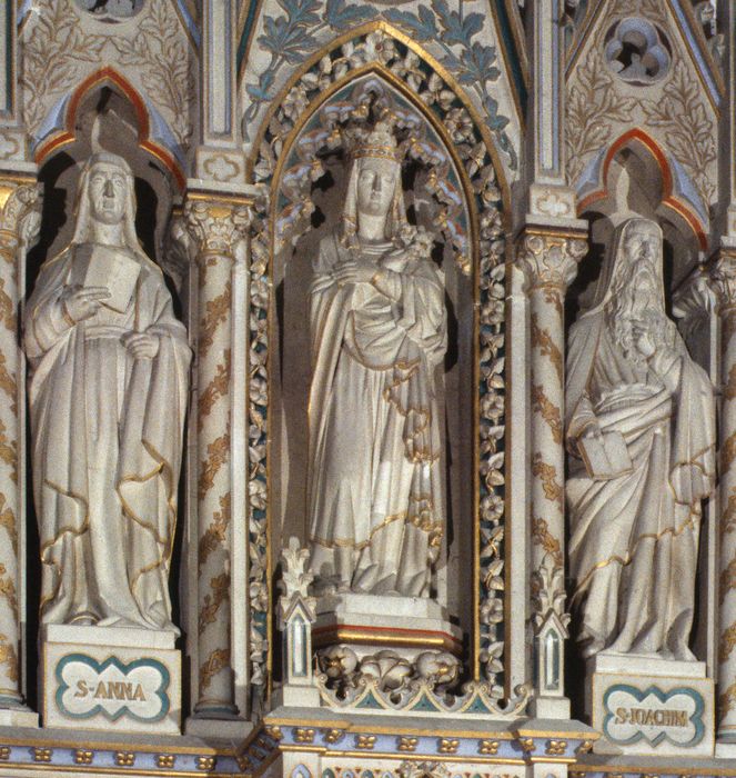 autel sud, statues : sainte Anne, Vierge à l'Enfant, saint Joachim