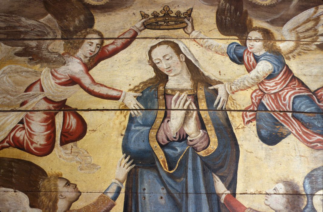 tableau : Couronnement de la Vierge, vue partielle