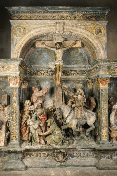 retable : le Portement de croix, le Calvaire, la Mise au tombeau dit aussi Le Calvaire, détail