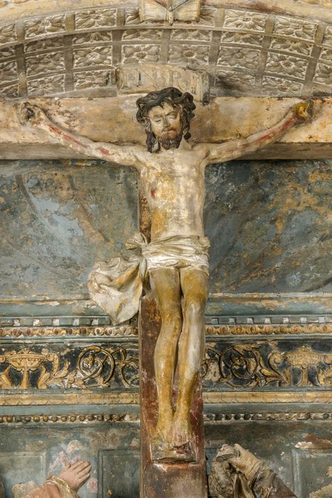 retable : le Portement de croix, le Calvaire, la Mise au tombeau dit aussi Le Calvaire, détail