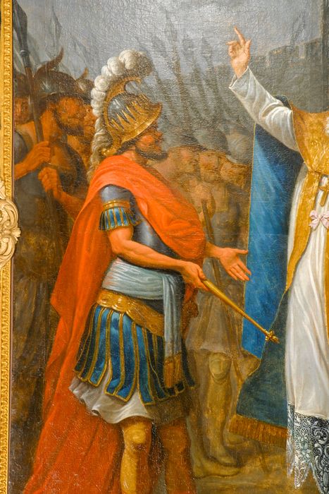 tableau : Saint Loup arrêtant le sénéchal de Clotaire, détail