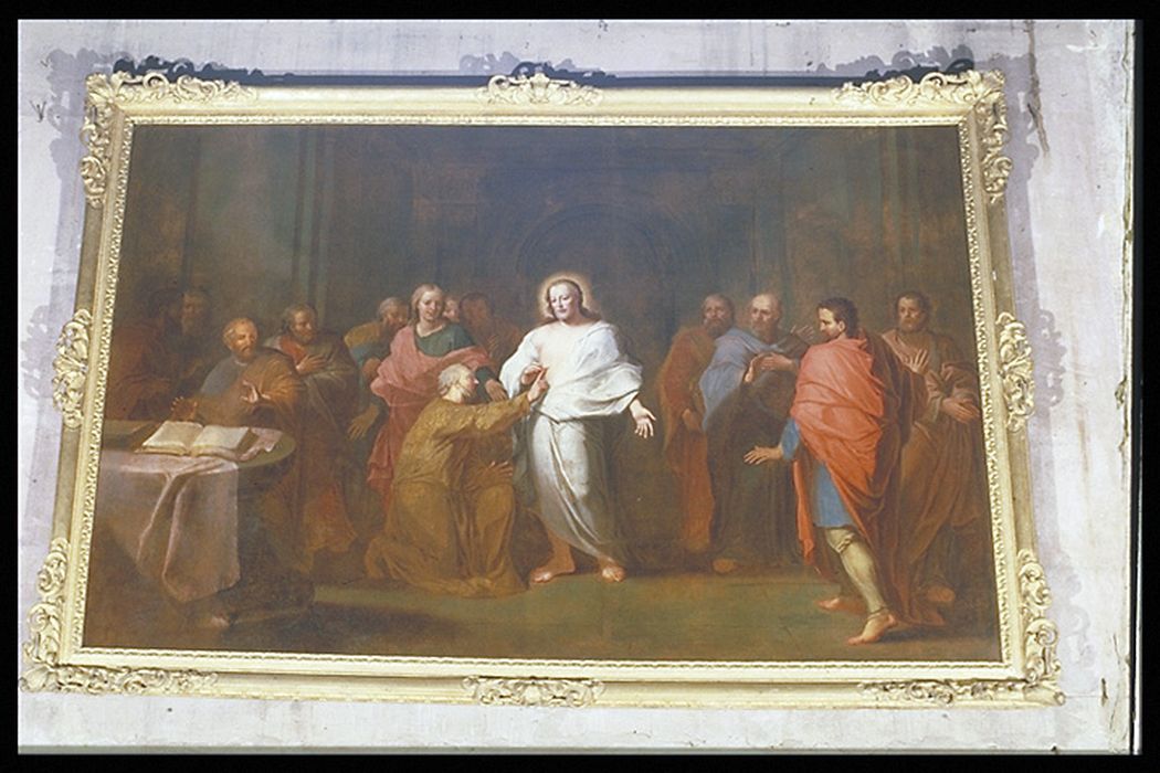 tableau, cadre : le Christ montrant ses plaies à Saint-Thomas - © Ministère de la Culture (France), Conservation des antiquités et des objets d’art de la Meuse - Tous droits réservés