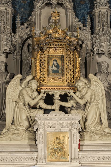 peinture sur soie et son cadre : Vierge à l'Enfant dite Notre-Dame des Vertus